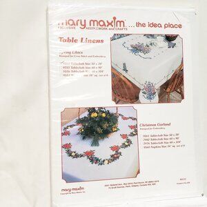 Mary Maxim Table Cloth #9554 Spring Lilacs 52" x 70" Stamped Cross Stitch 2001